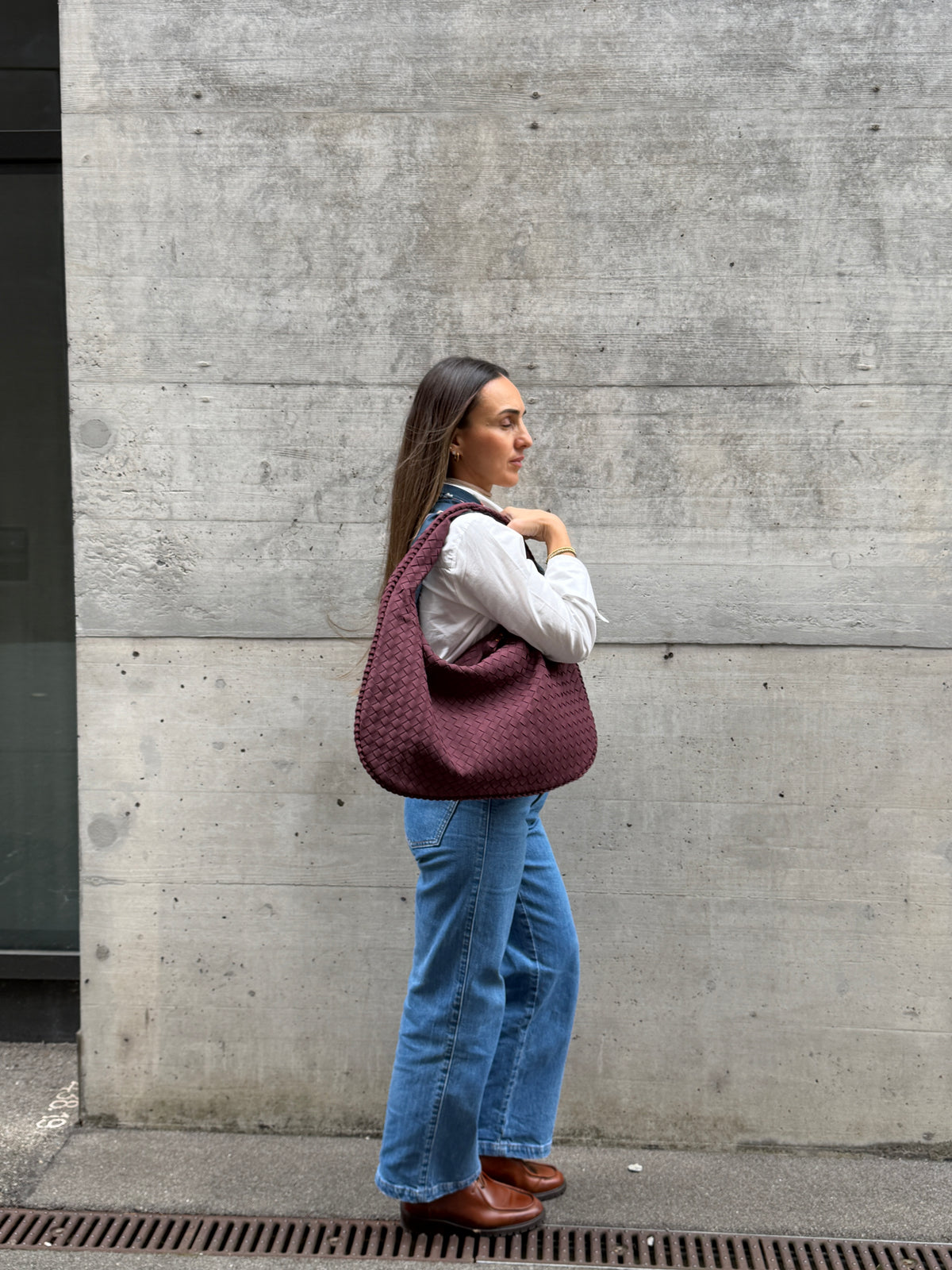 Tasche mit Flechtstruktur Wildlederoptik