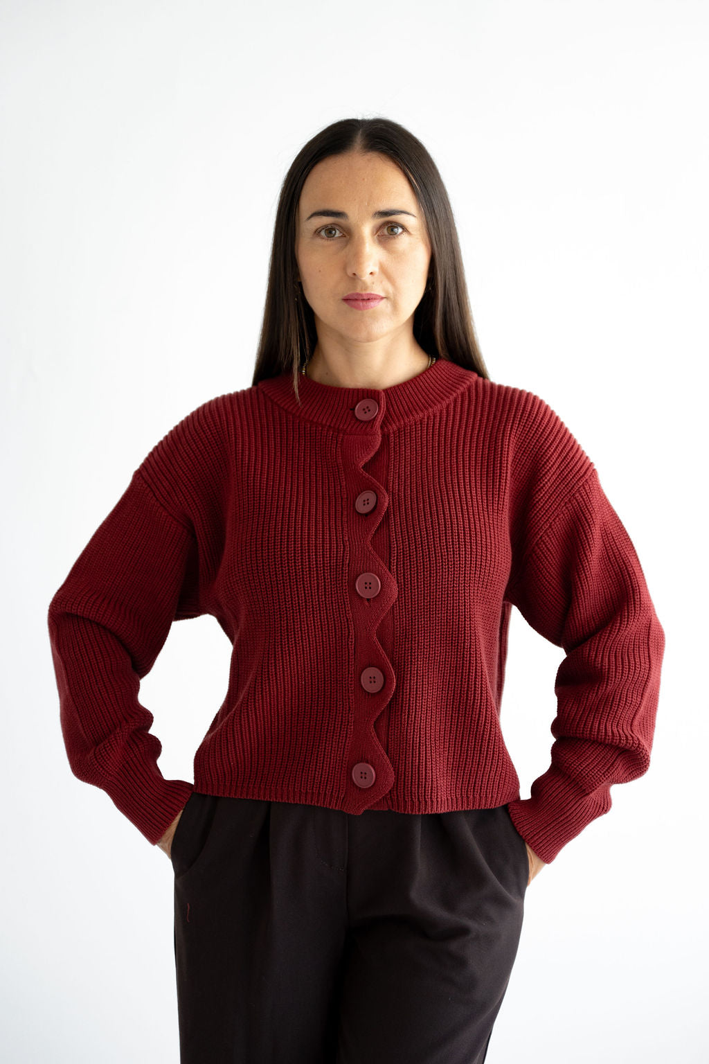 Strickjacke mit Welle 100% Baumwolle