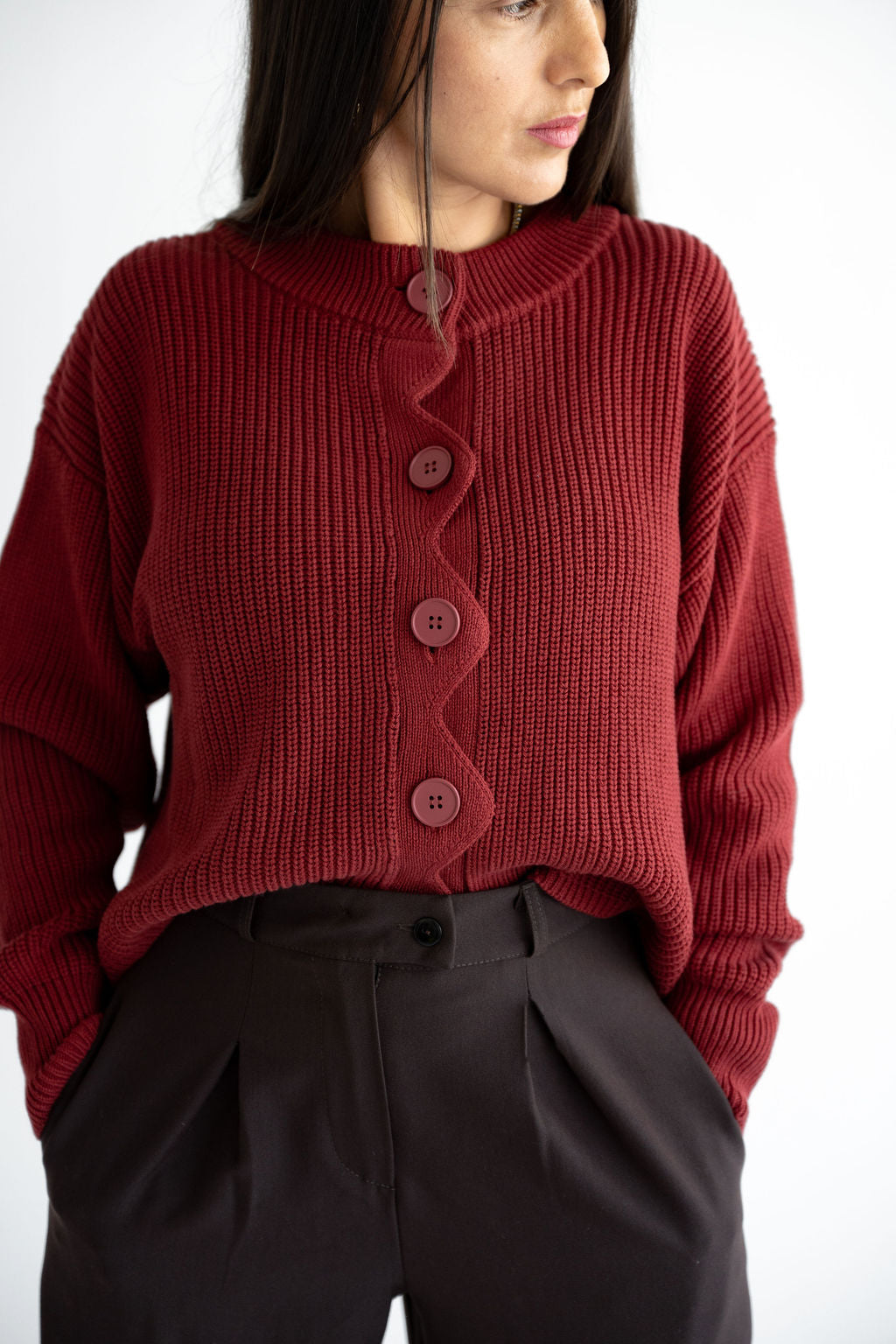 Strickjacke mit Welle 100% Baumwolle