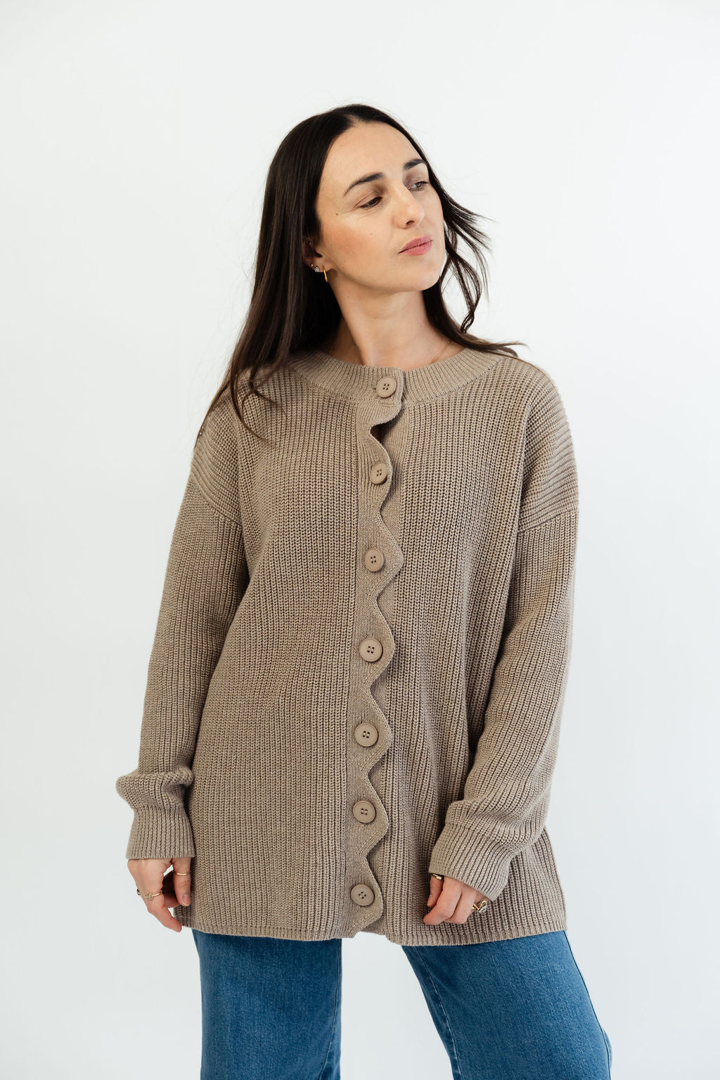 Langer Wellencardigan 100% Baumwolle