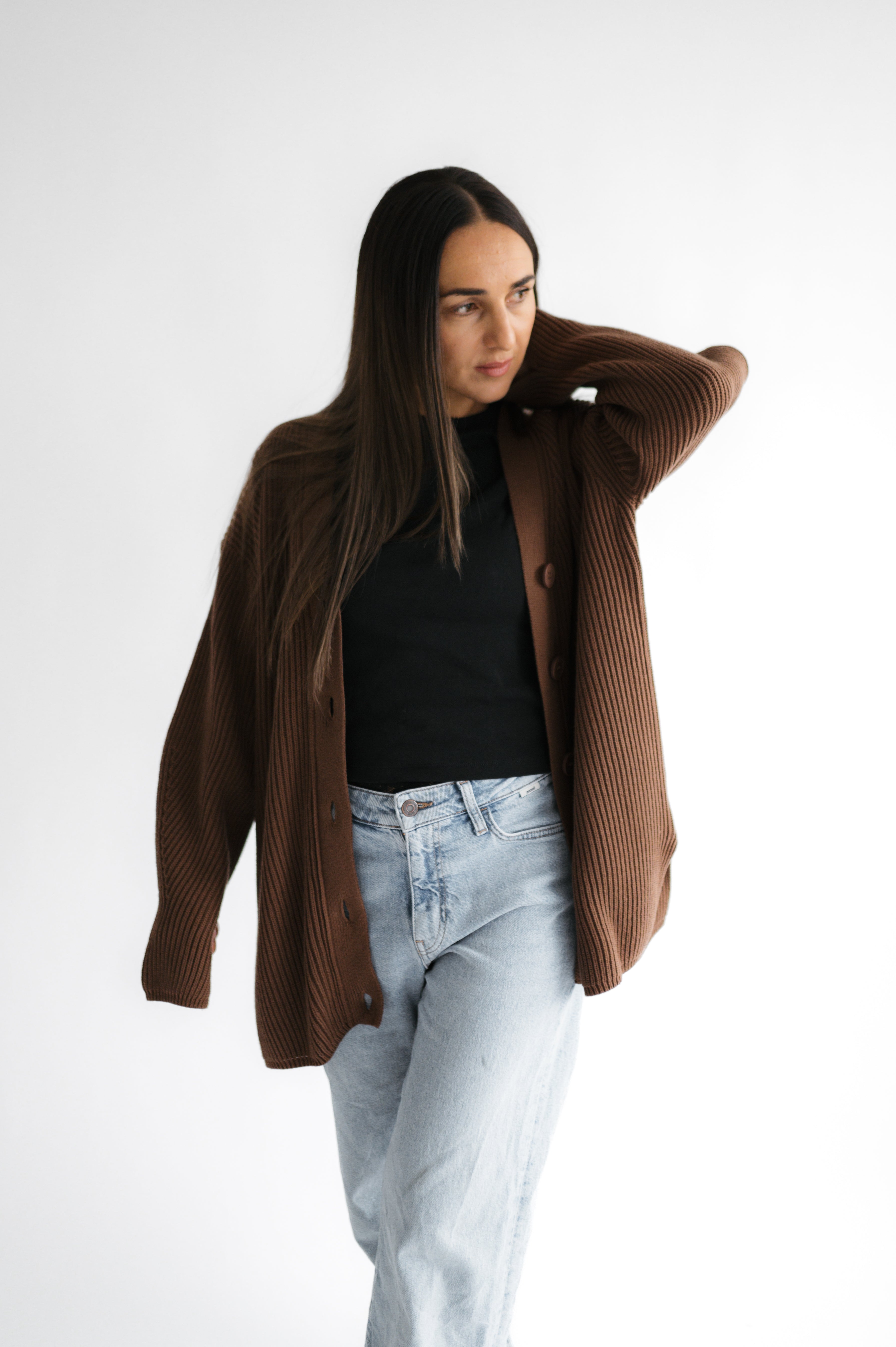 Strickjacke lang 100% Baumwolle