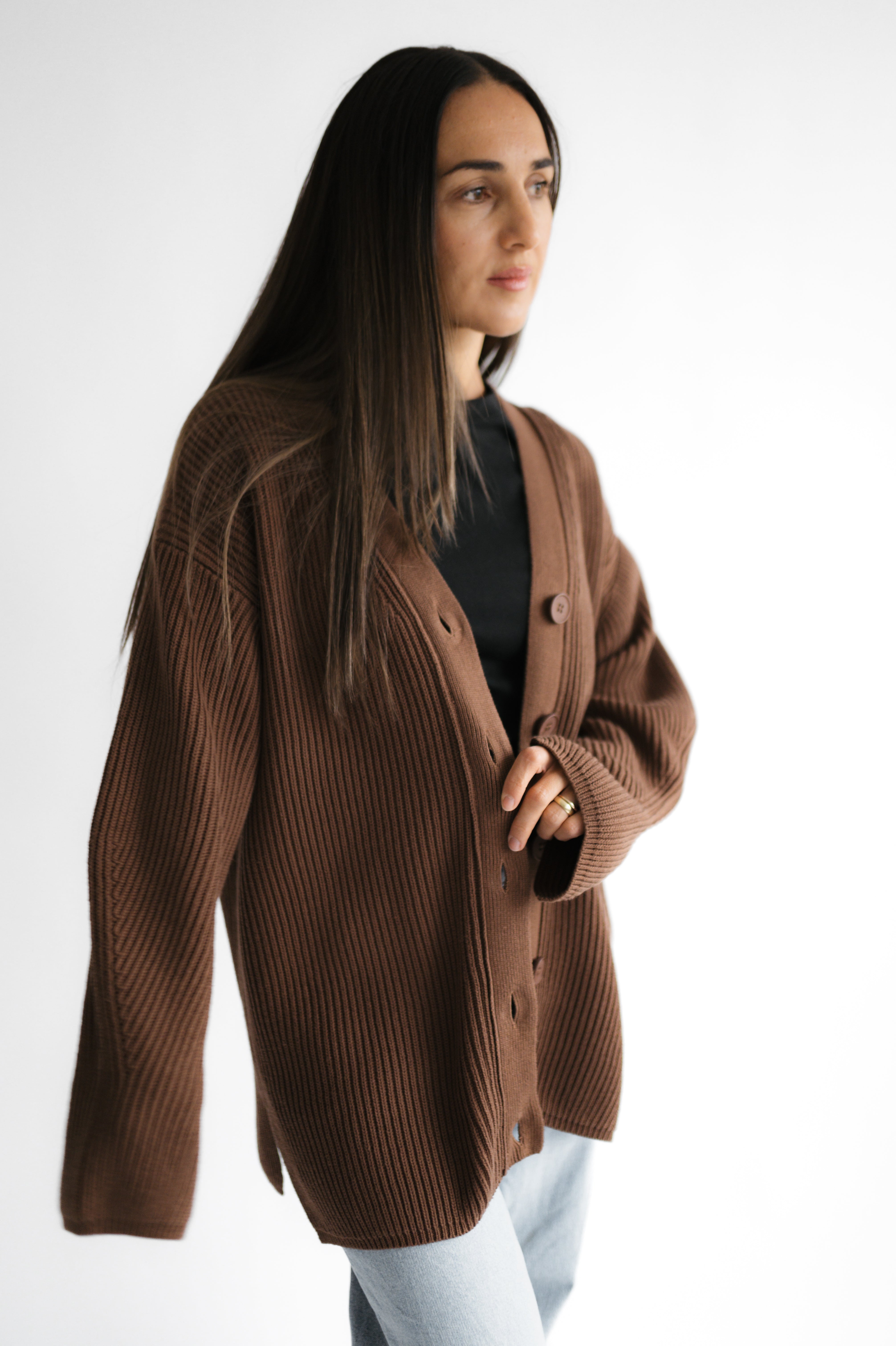 Strickjacke lang 100% Baumwolle