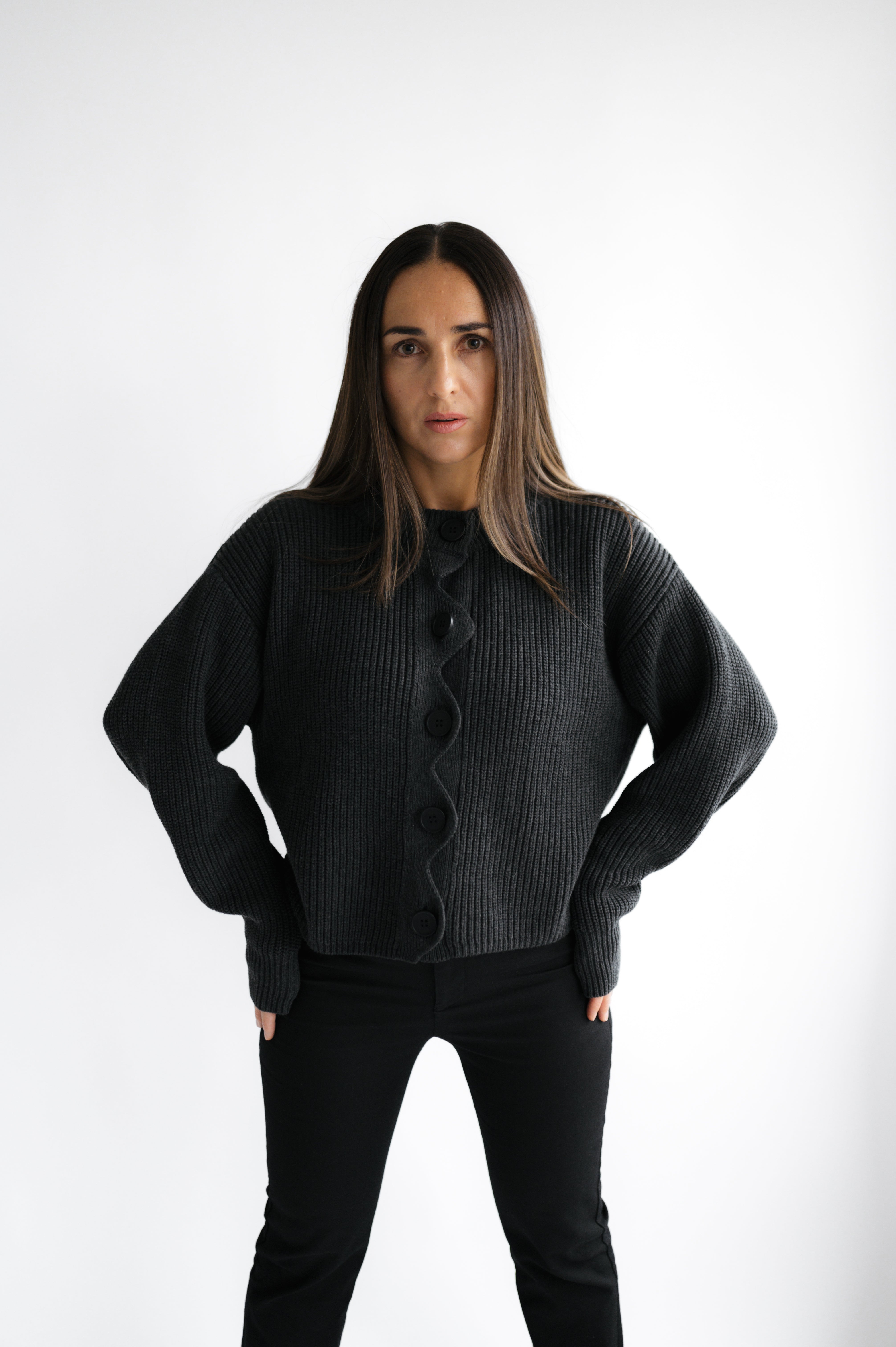 Strickjacke mit Welle 100% Baumwolle