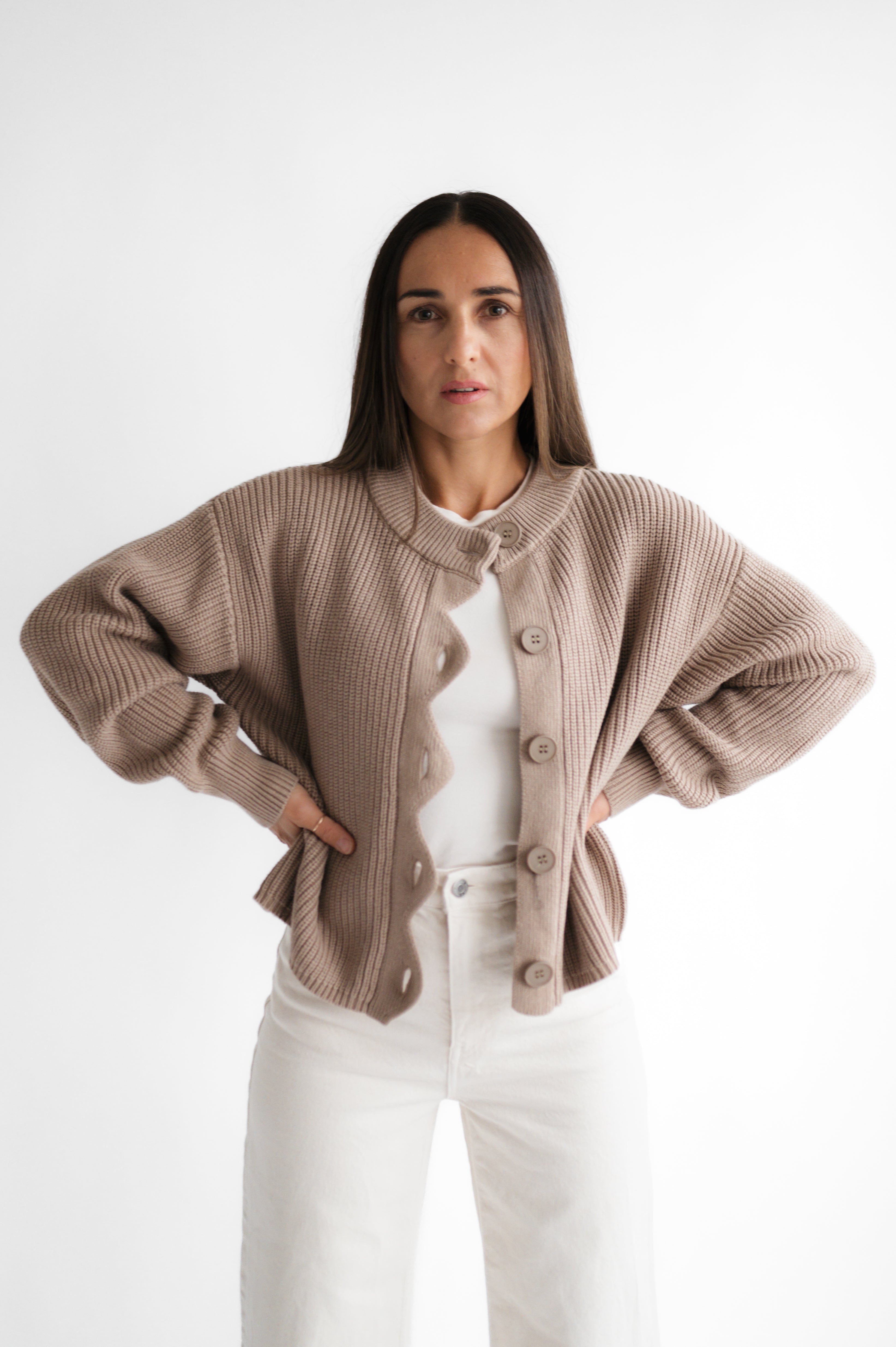 Strickjacke mit Welle 100% Baumwolle