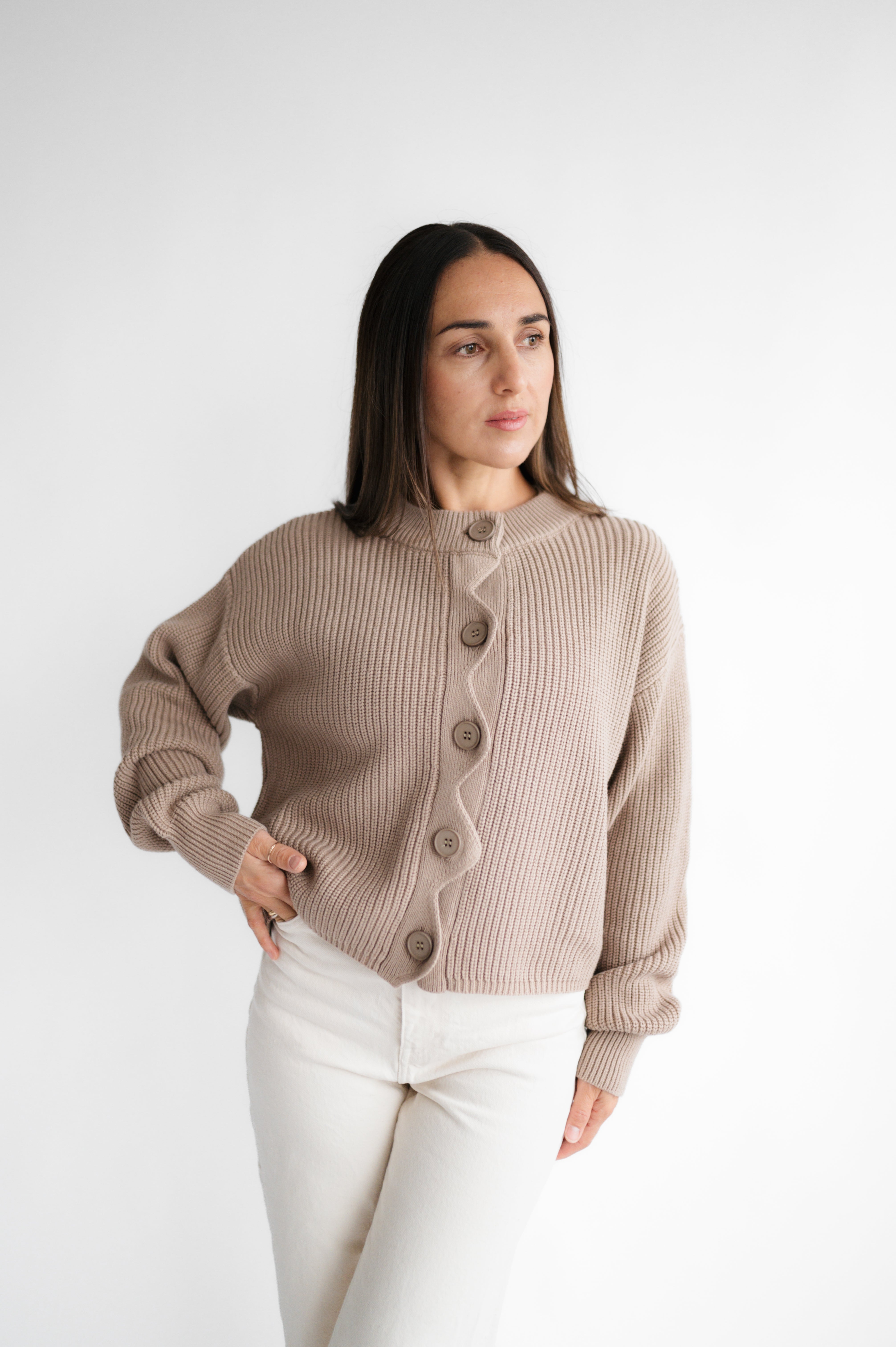 Strickjacke mit Welle 100% Baumwolle