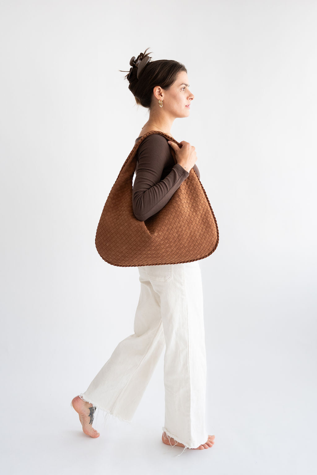 Tasche mit Flechtstruktur Wildlederoptik