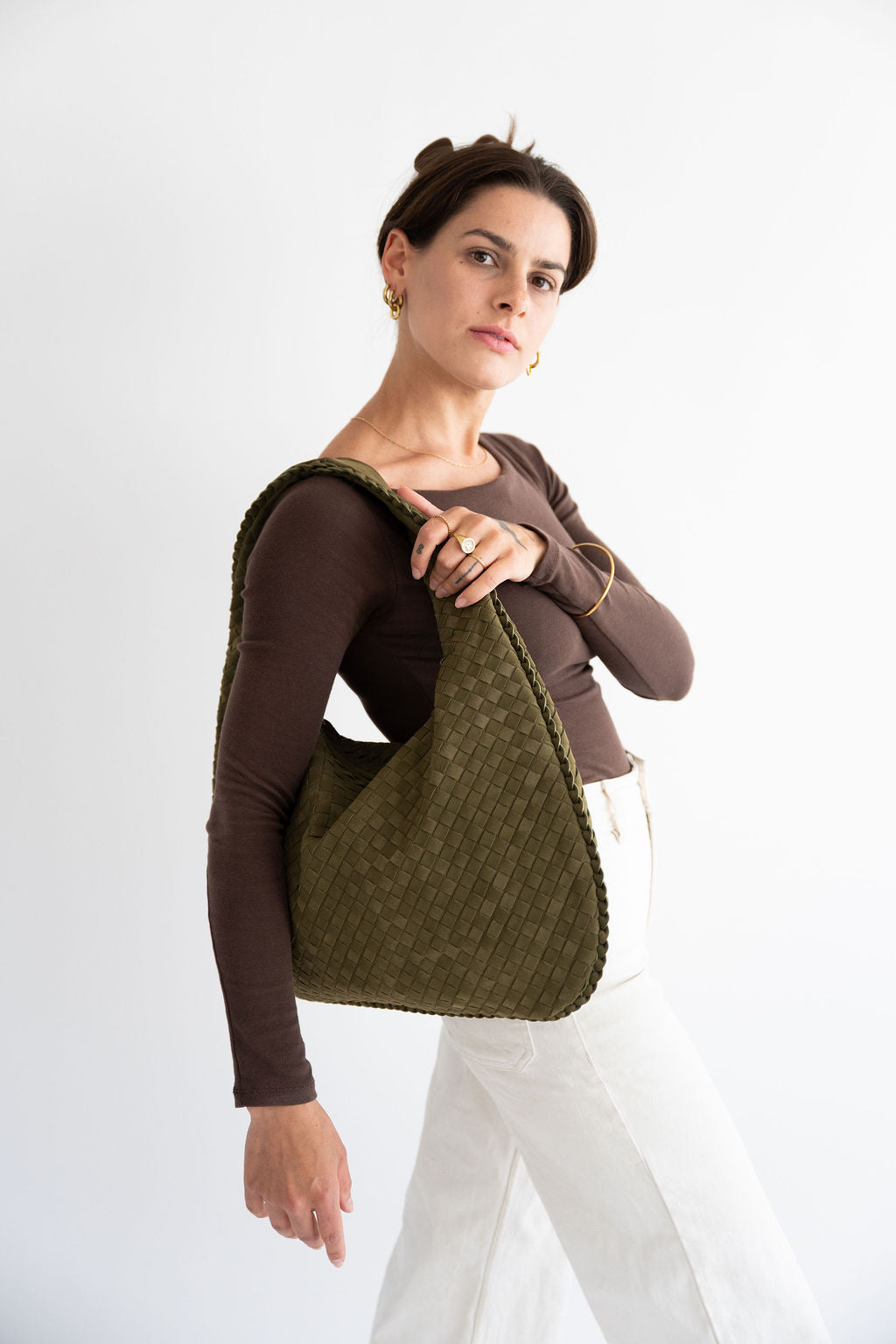 Tasche mit Flechtstruktur Wildlederoptik