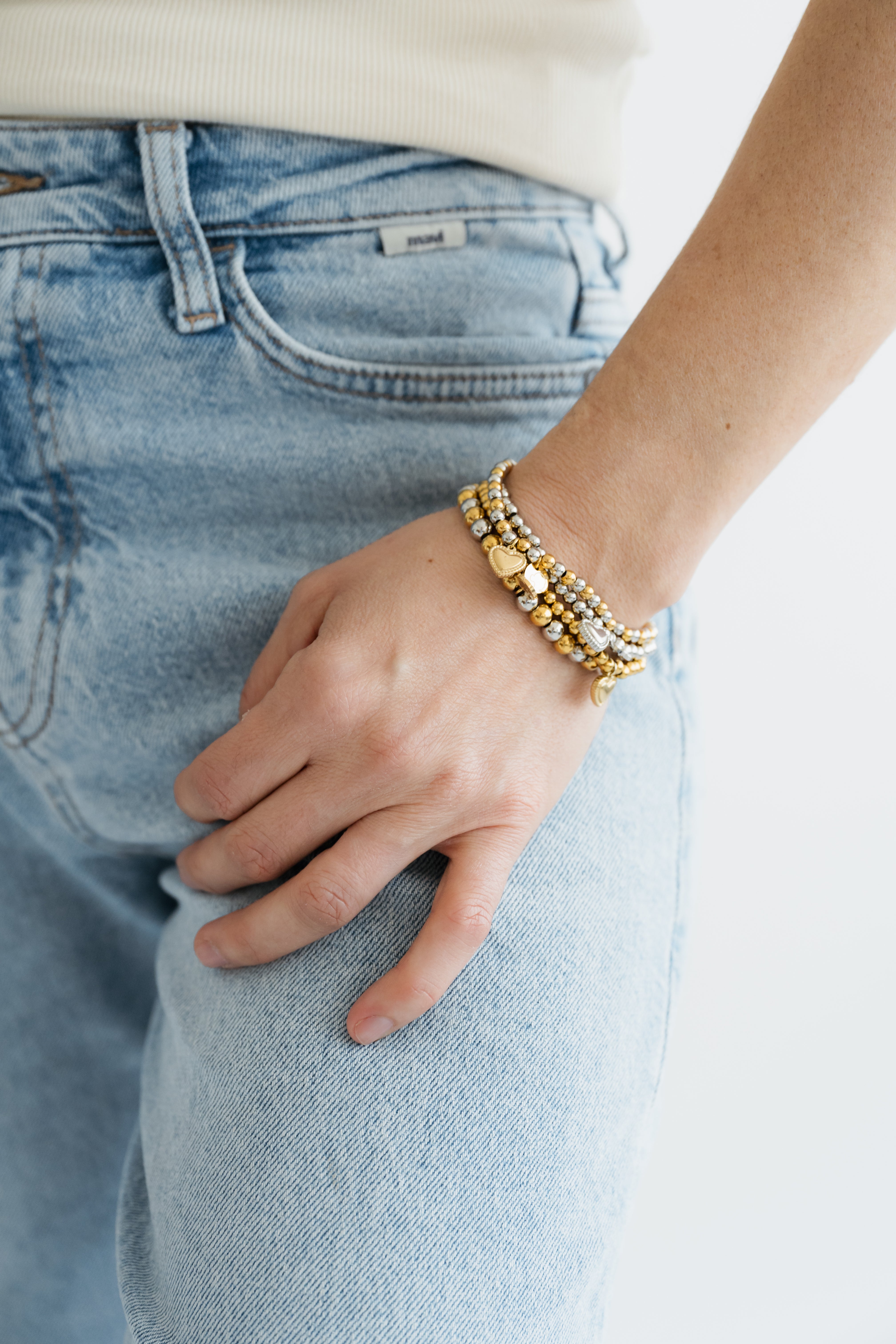 Armband grosse Edelstahlperlen