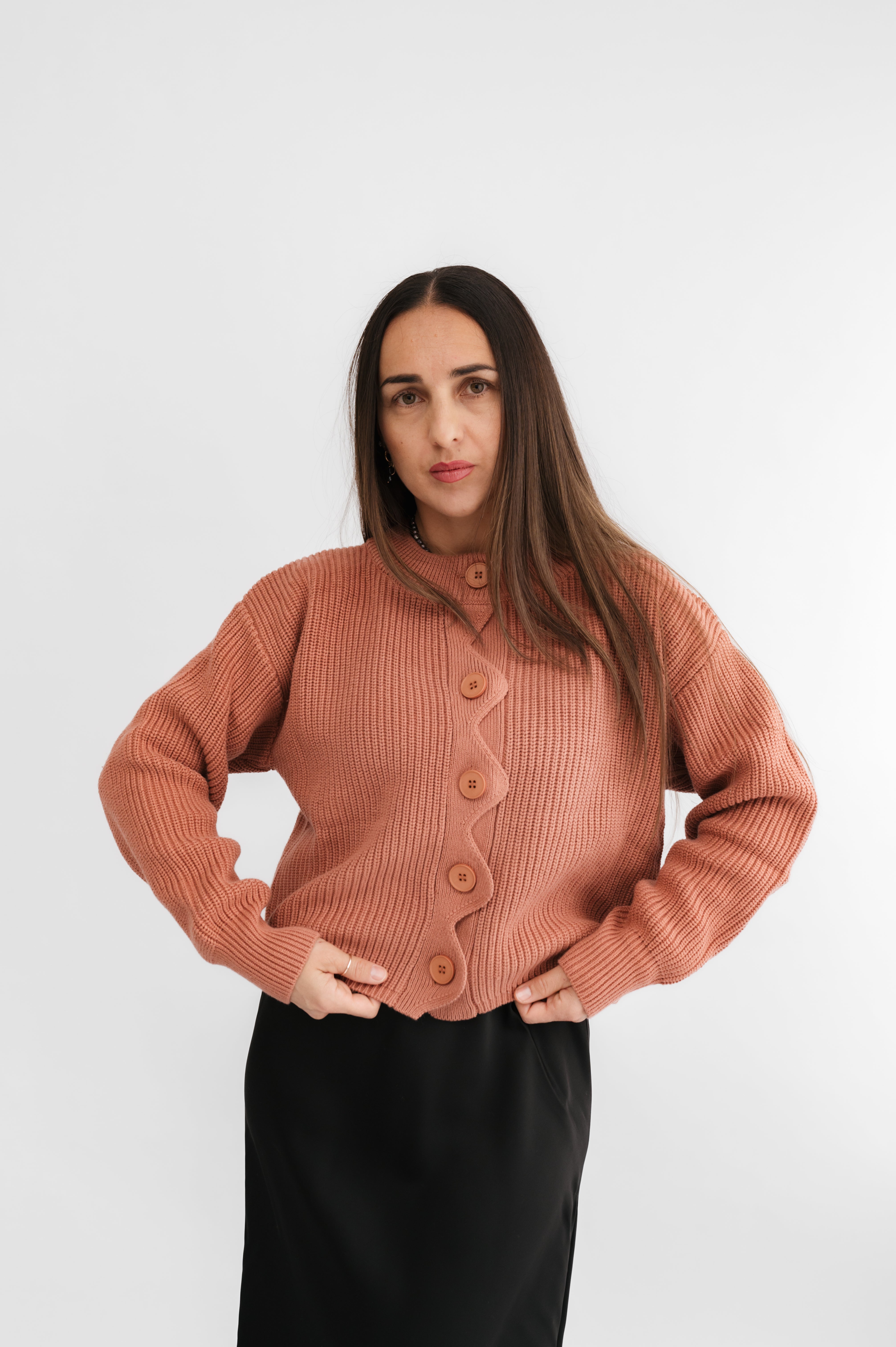 Strickjacke mit Welle 100% Baumwolle