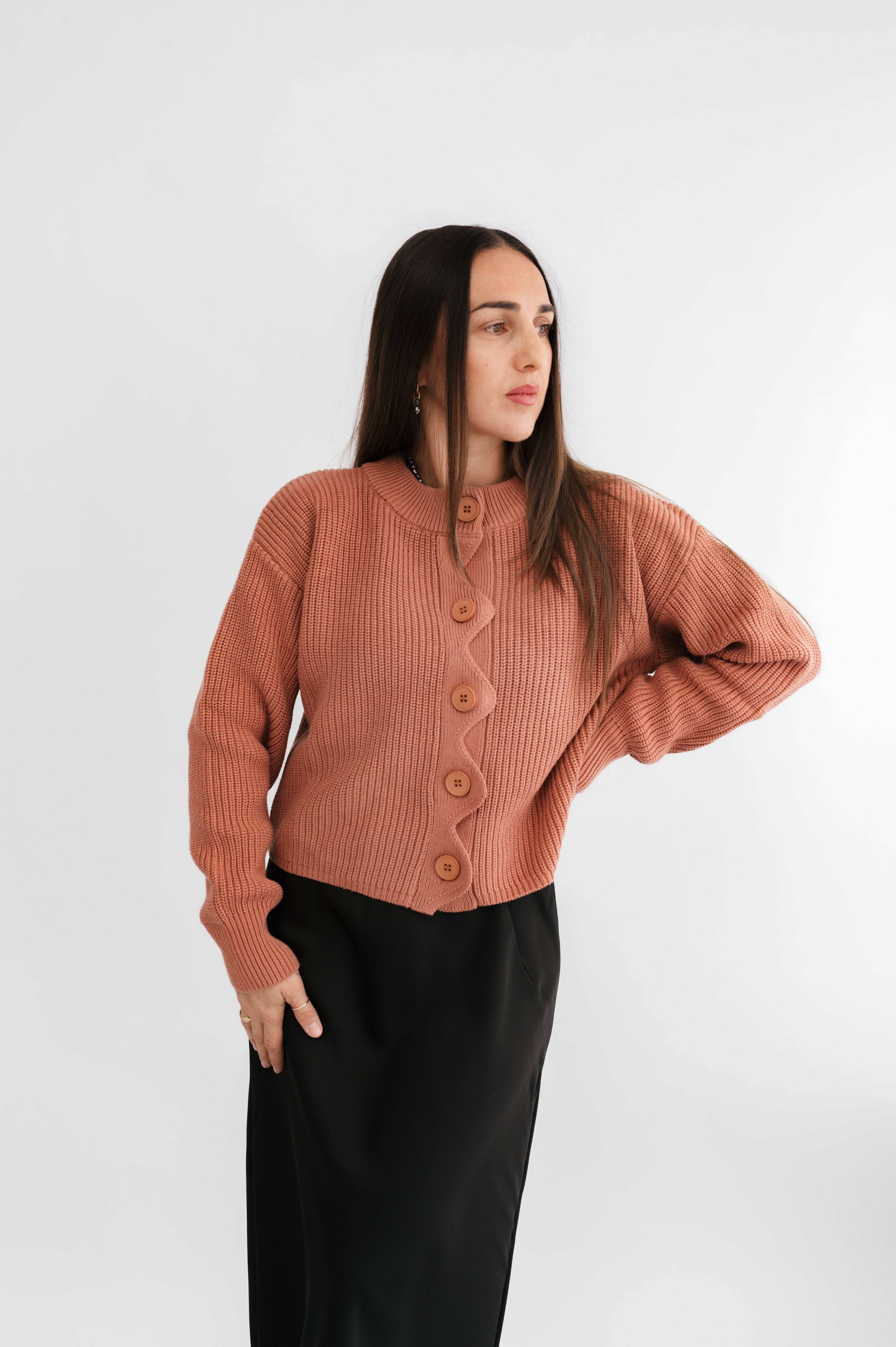 Strickjacke mit Welle 100% Baumwolle