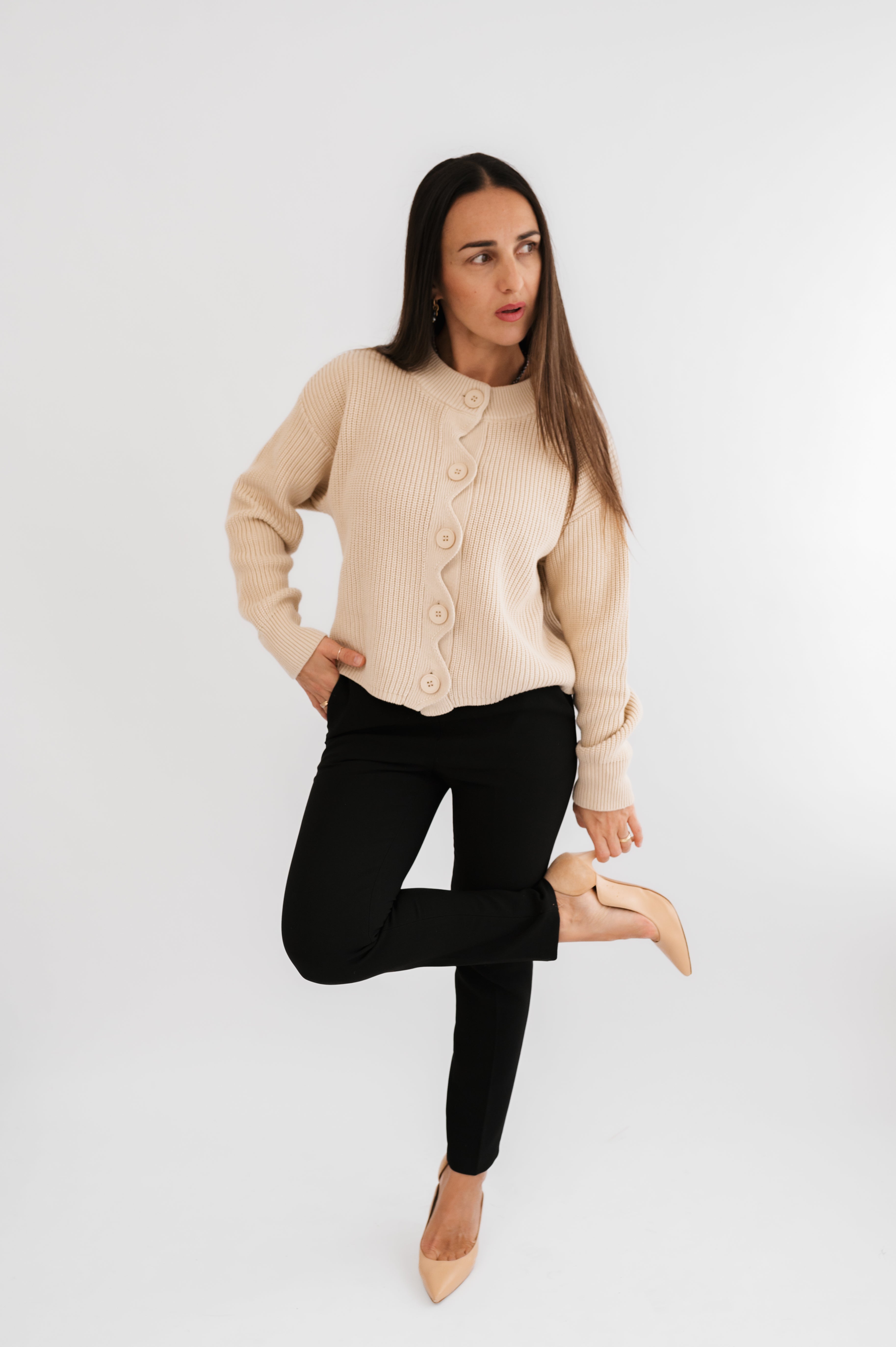 Strickjacke mit Welle 100% Baumwolle