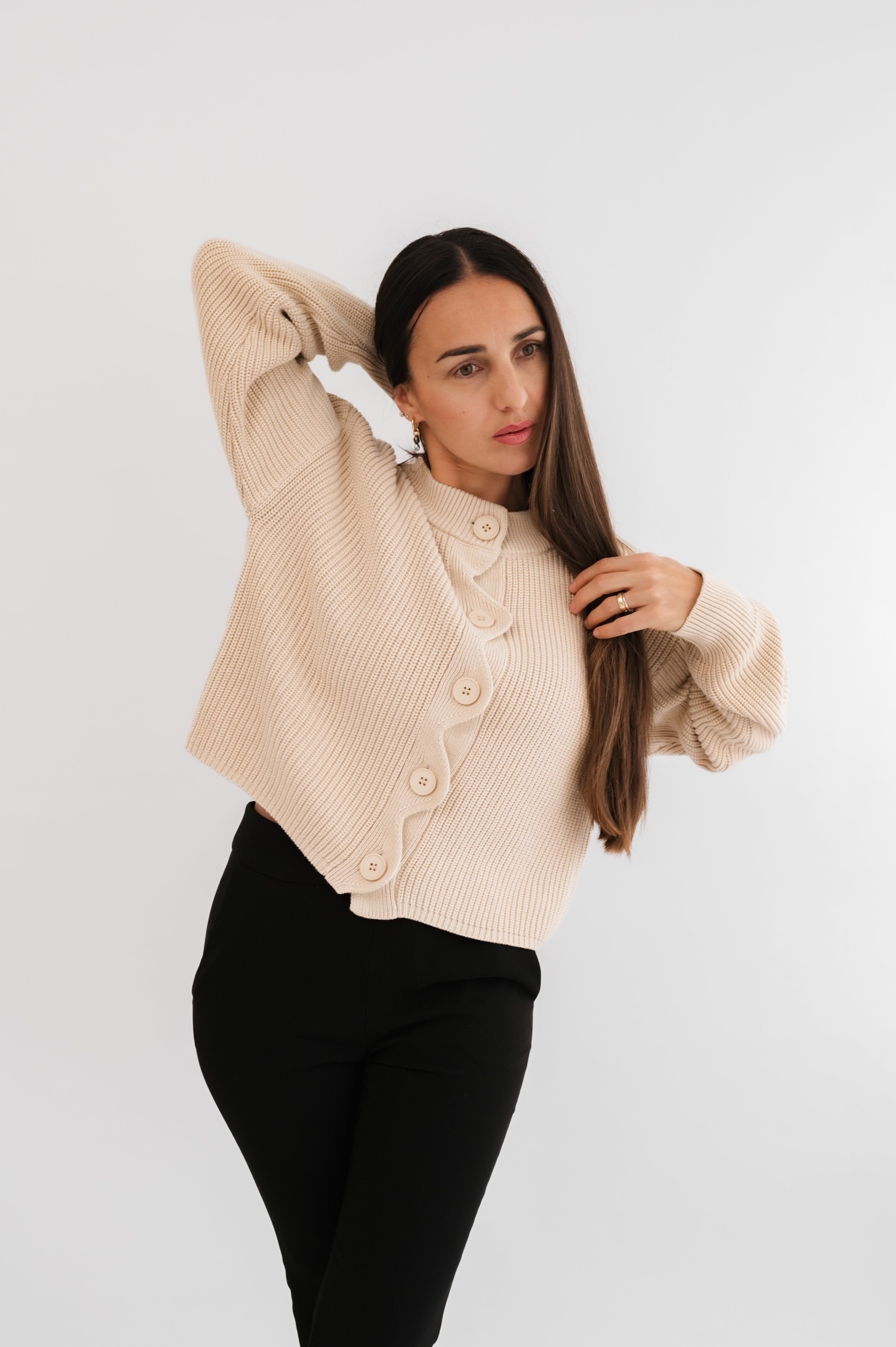 Strickjacke mit Welle 100% Baumwolle