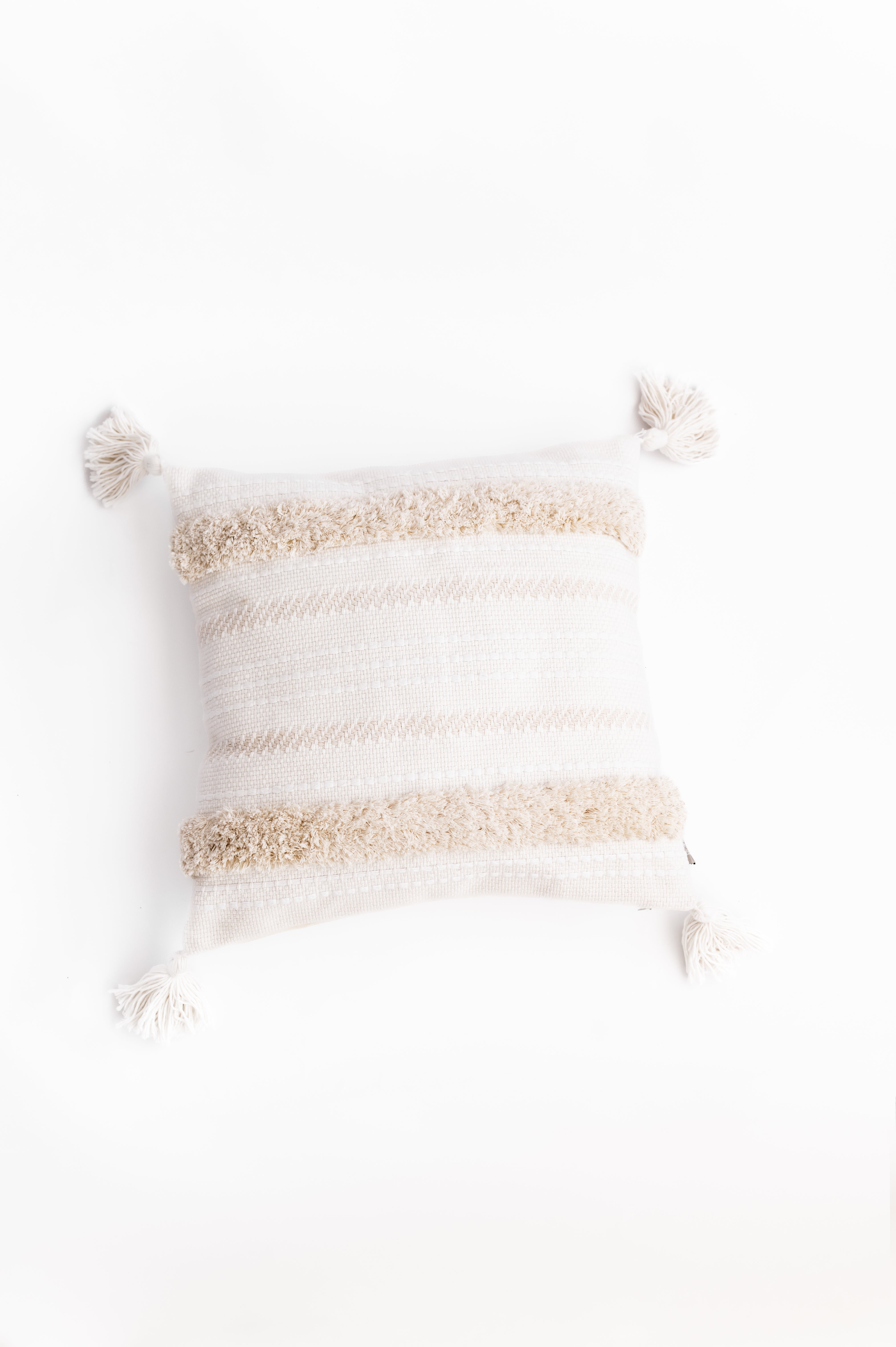 Kissenbezug Boho Beige mit 4 Zotteln