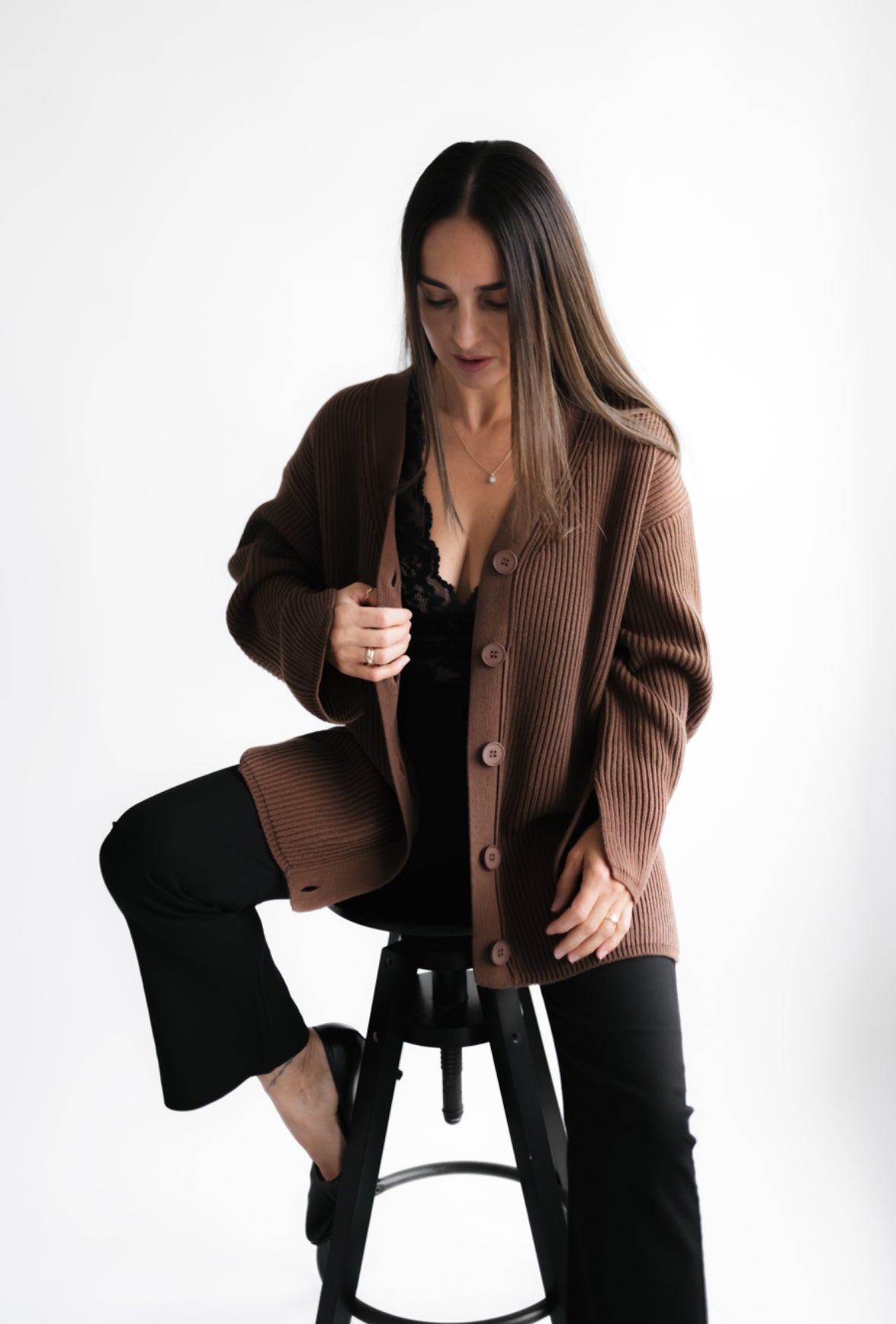 Strickjacke lang 100% Baumwolle