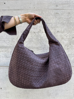 Tasche mit Flechtstruktur Wildlederoptik