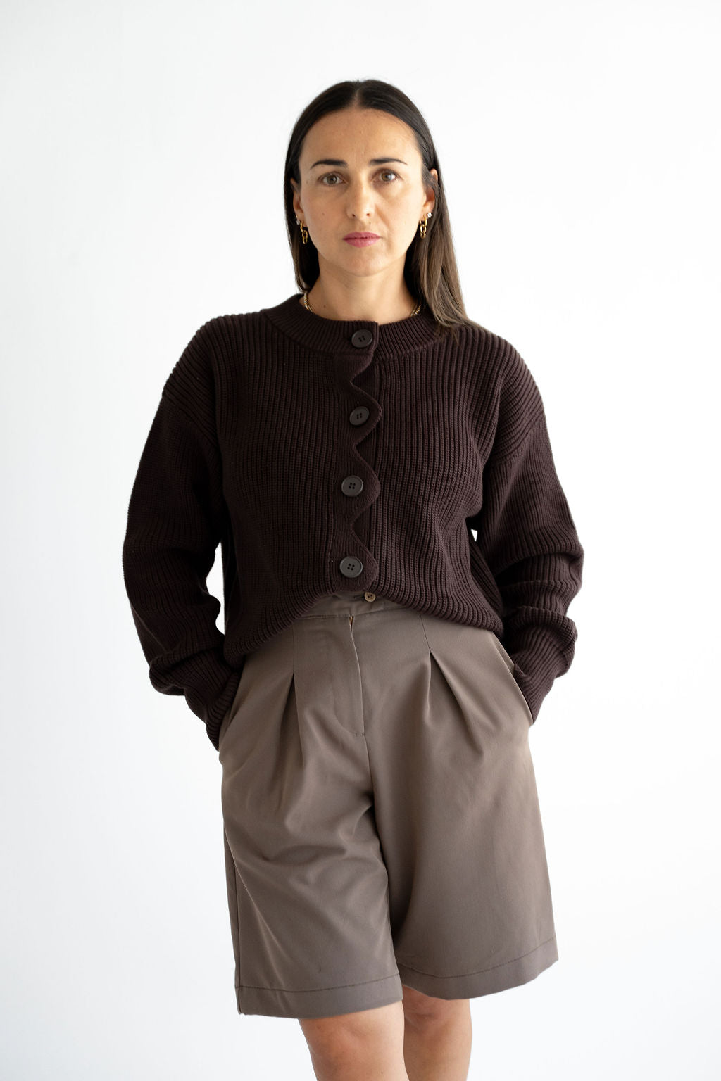 Strickjacke mit Welle 100% Baumwolle