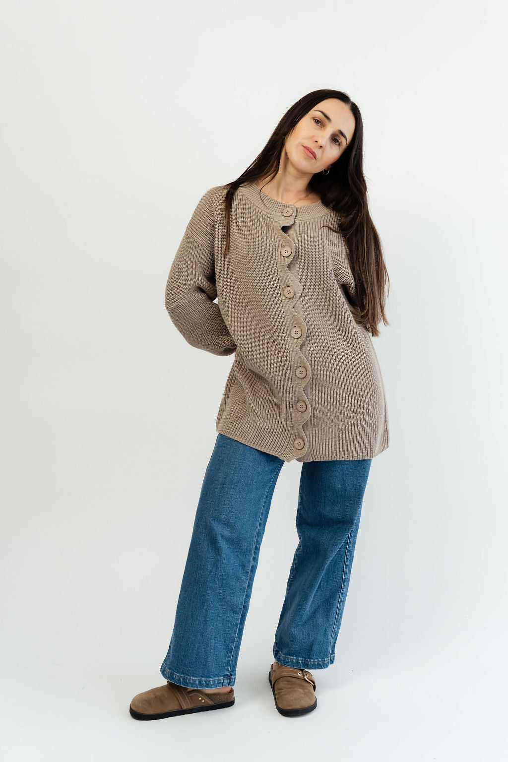 Langer Wellencardigan 100% Baumwolle