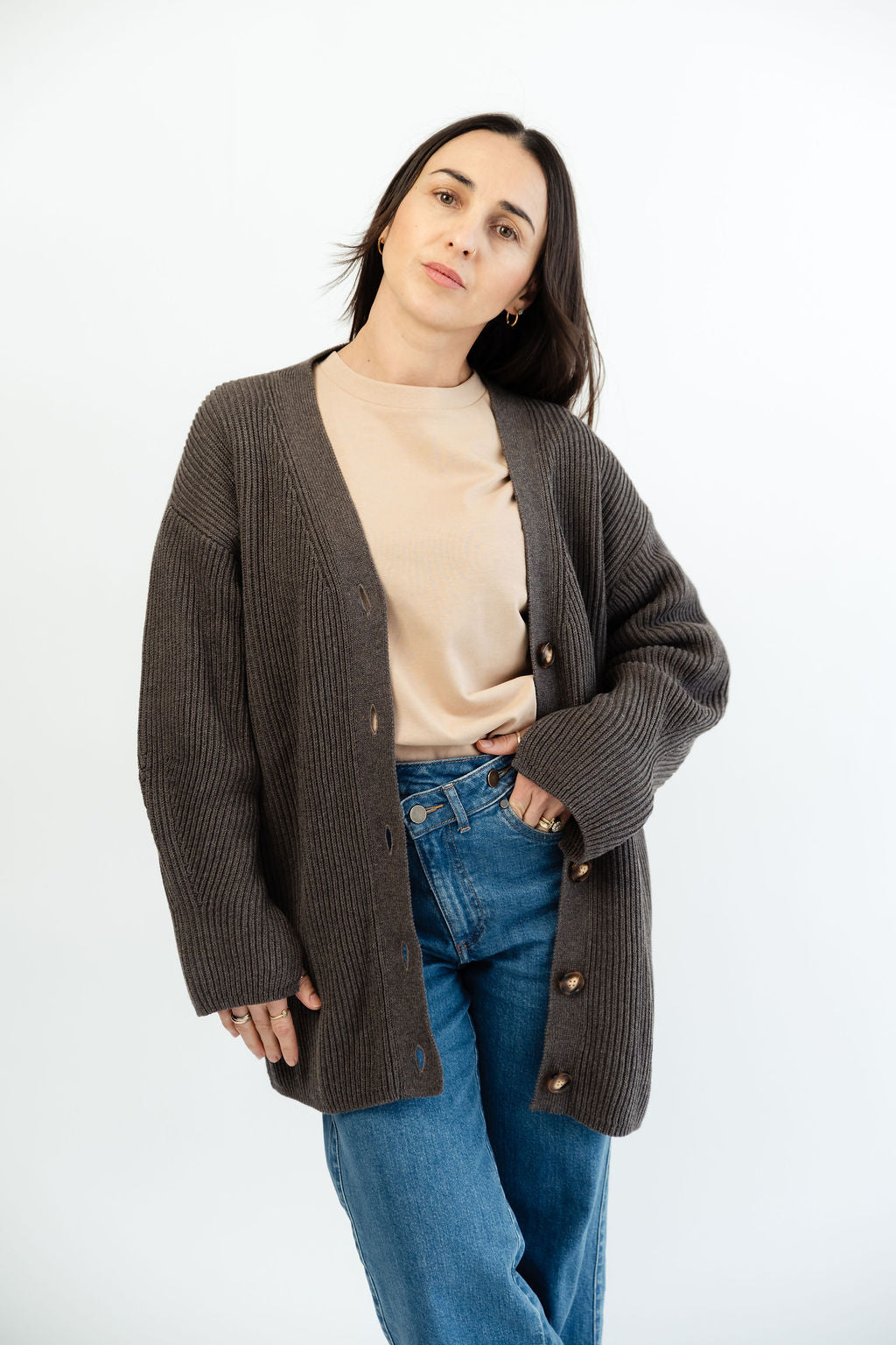 Strickjacke lang 100% Baumwolle