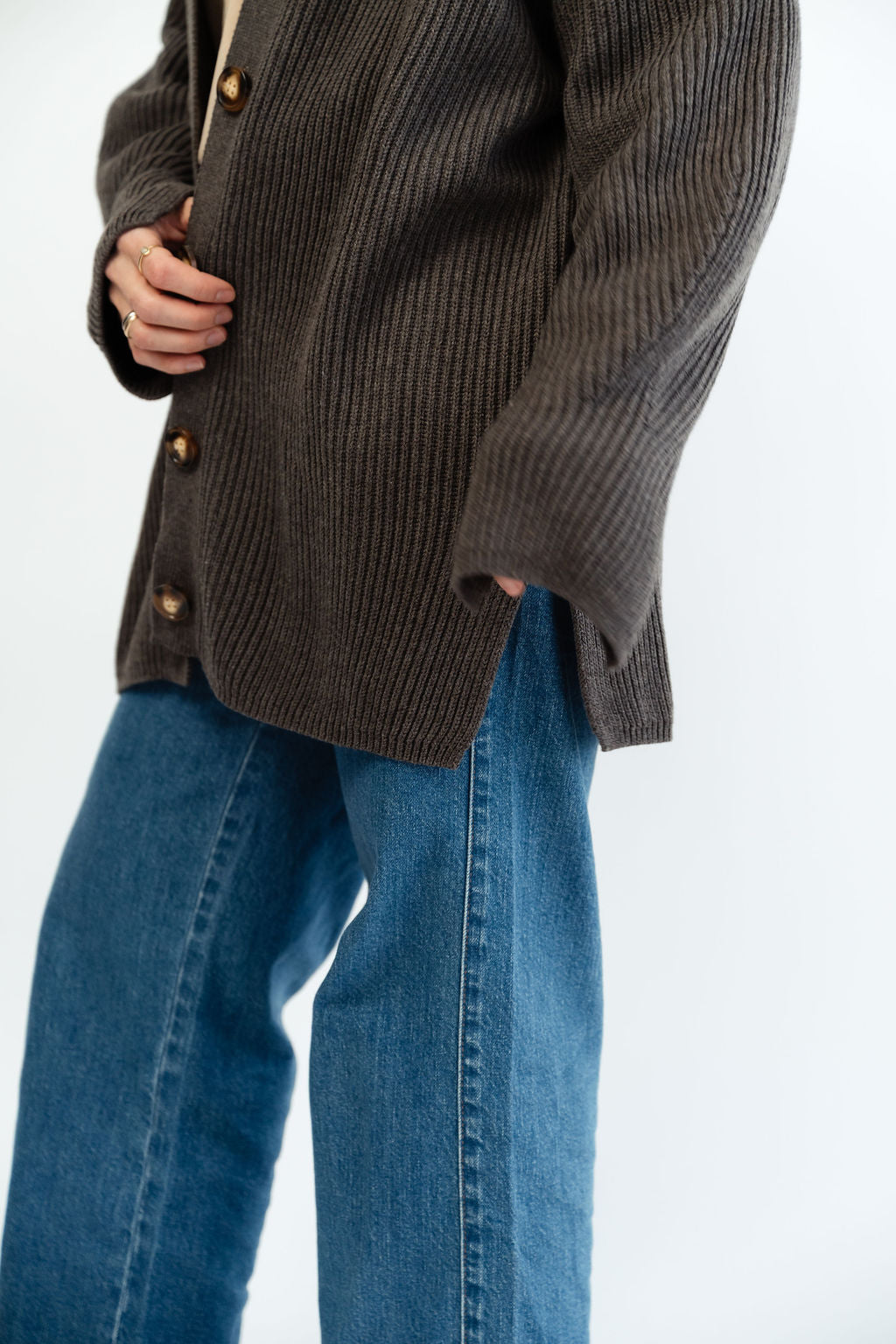 Strickjacke lang 100% Baumwolle