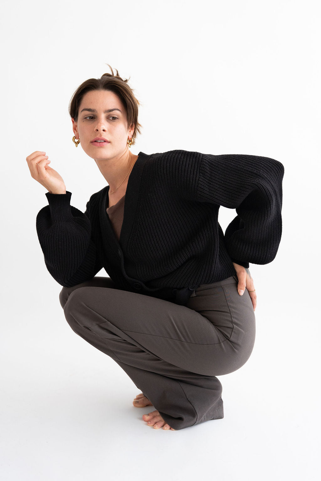 Strickjacke mit sitlichen Knöpfen