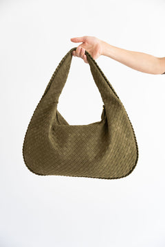 Tasche mit Flechtstruktur Wildlederoptik