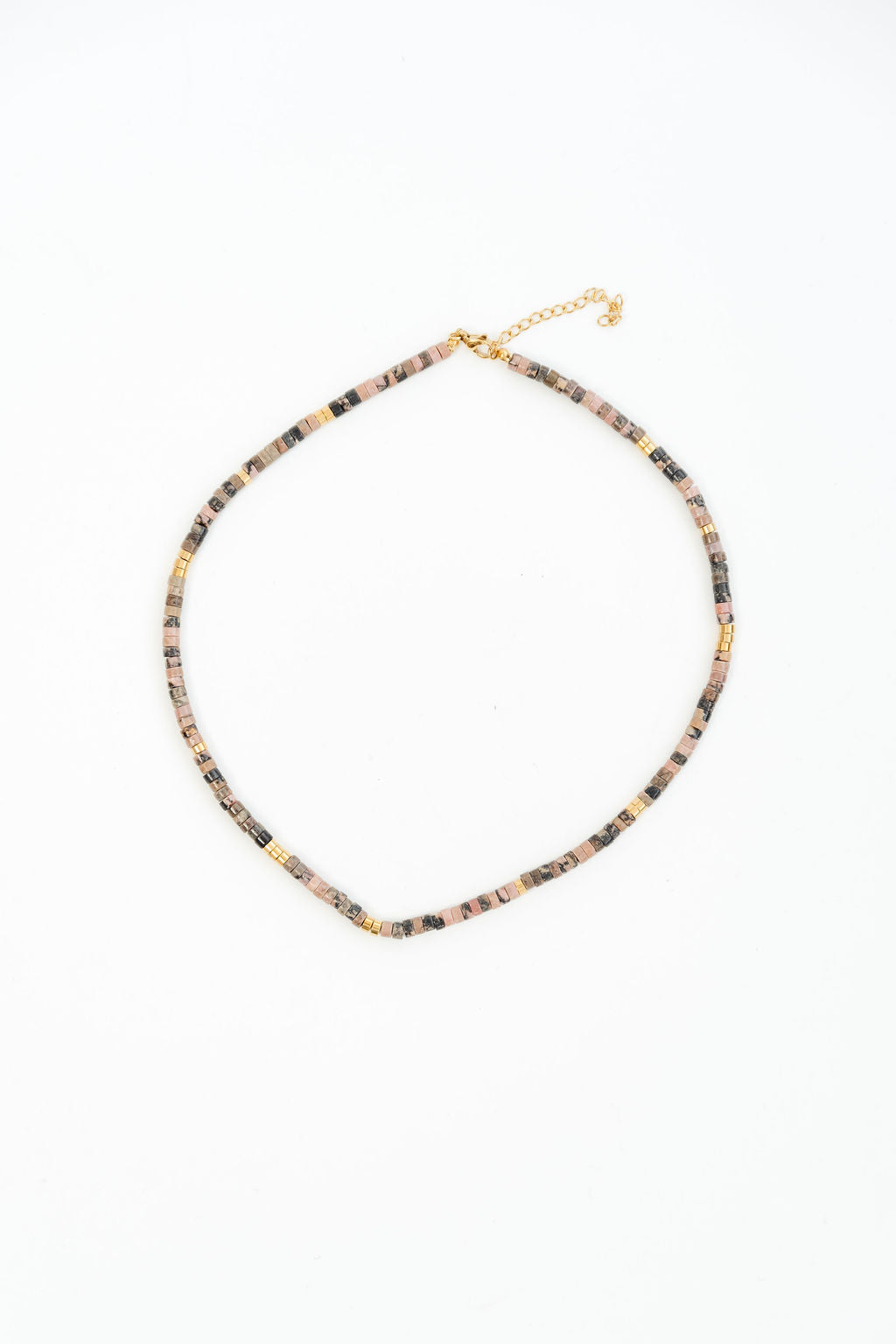 Halskette Natursteinperlen flach