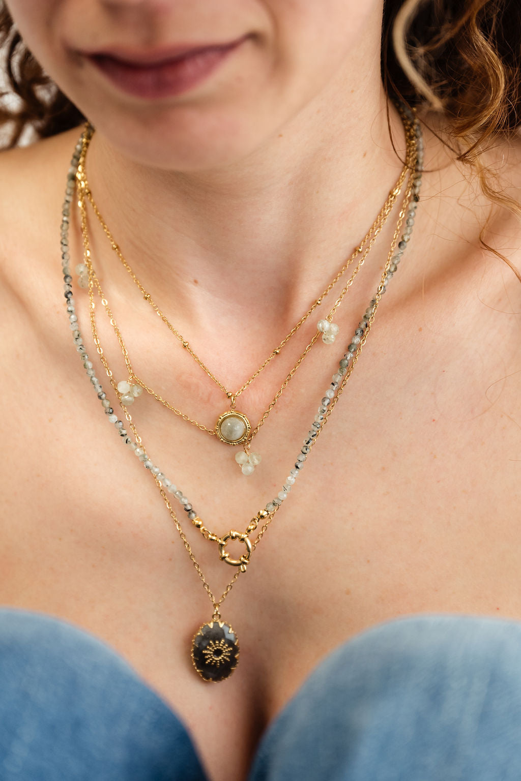 Halskette Natursteinperlen Hellgrün