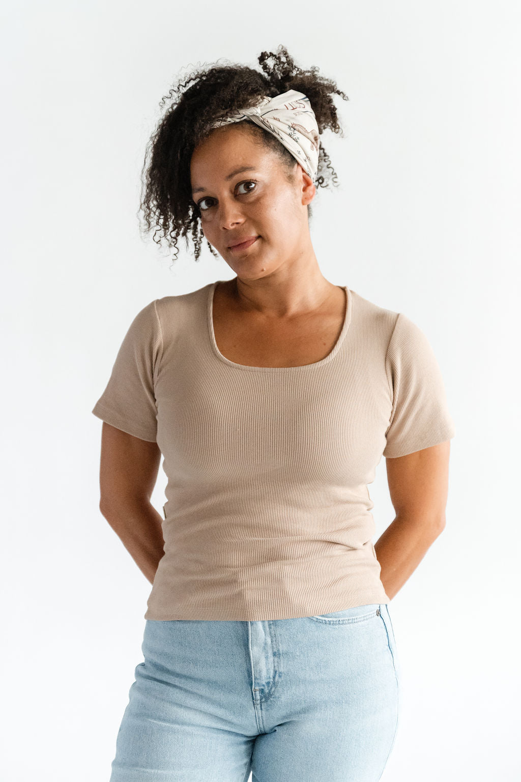 T-Shirt Rib U Ausschnitt
