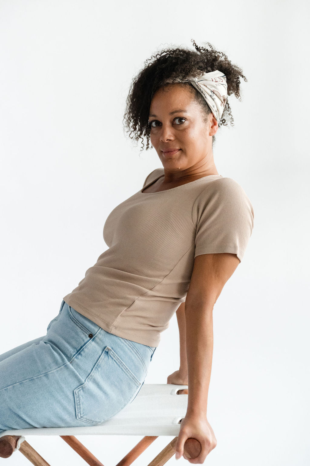 T-Shirt Rib U Ausschnitt