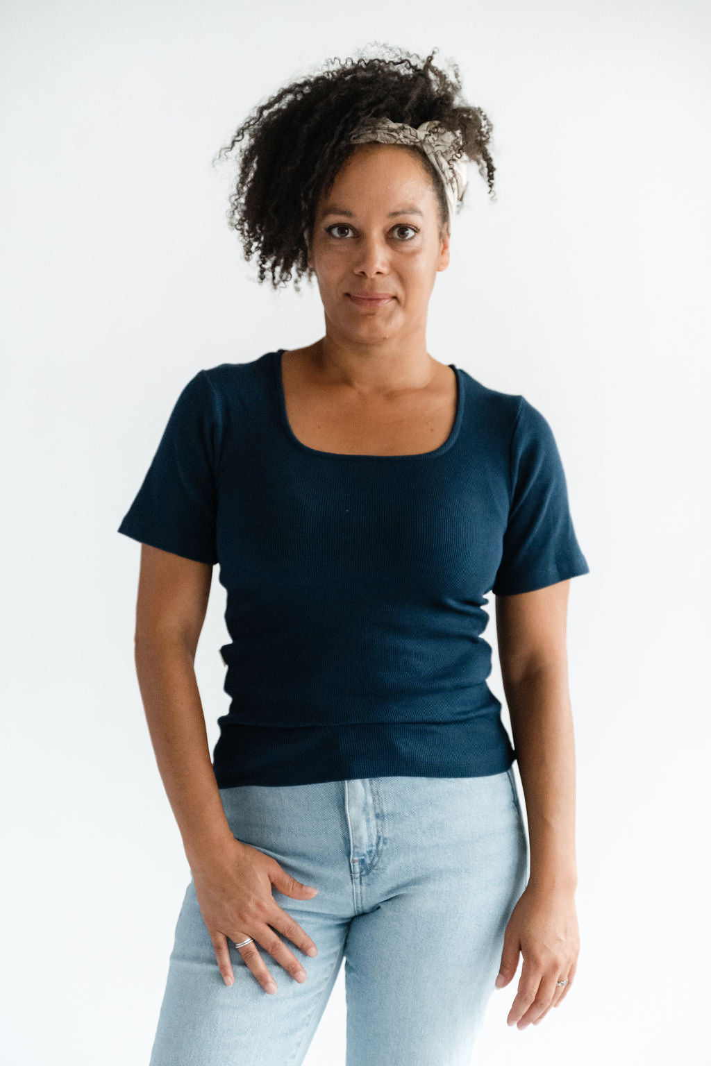 T-Shirt Rib U Ausschnitt