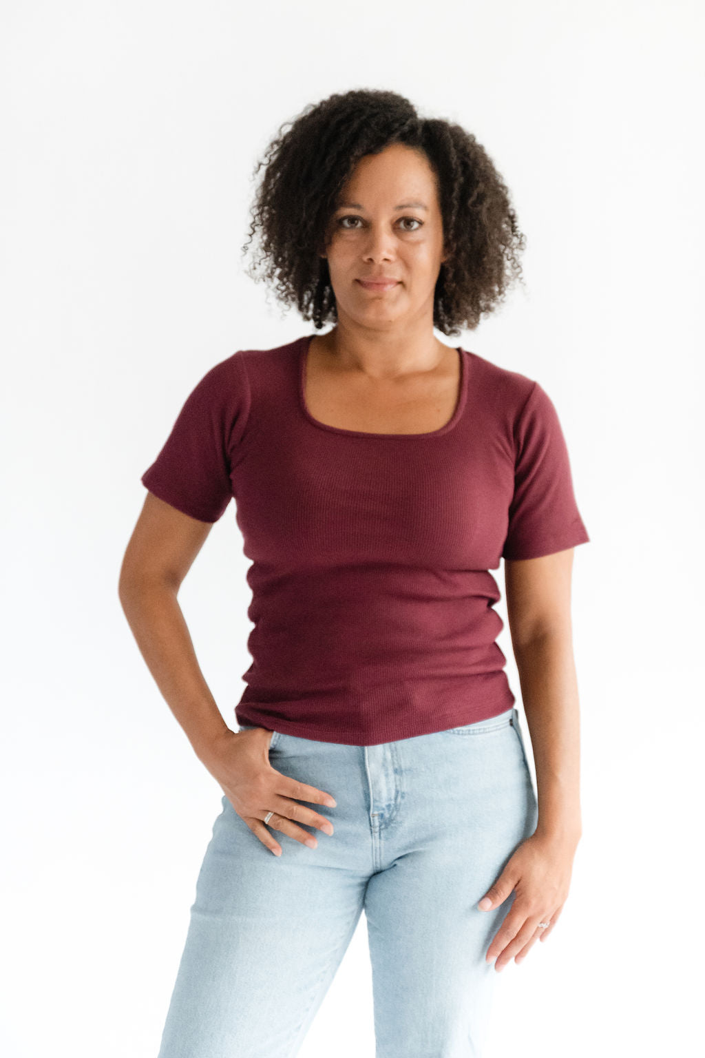 T-Shirt Rib U Ausschnitt