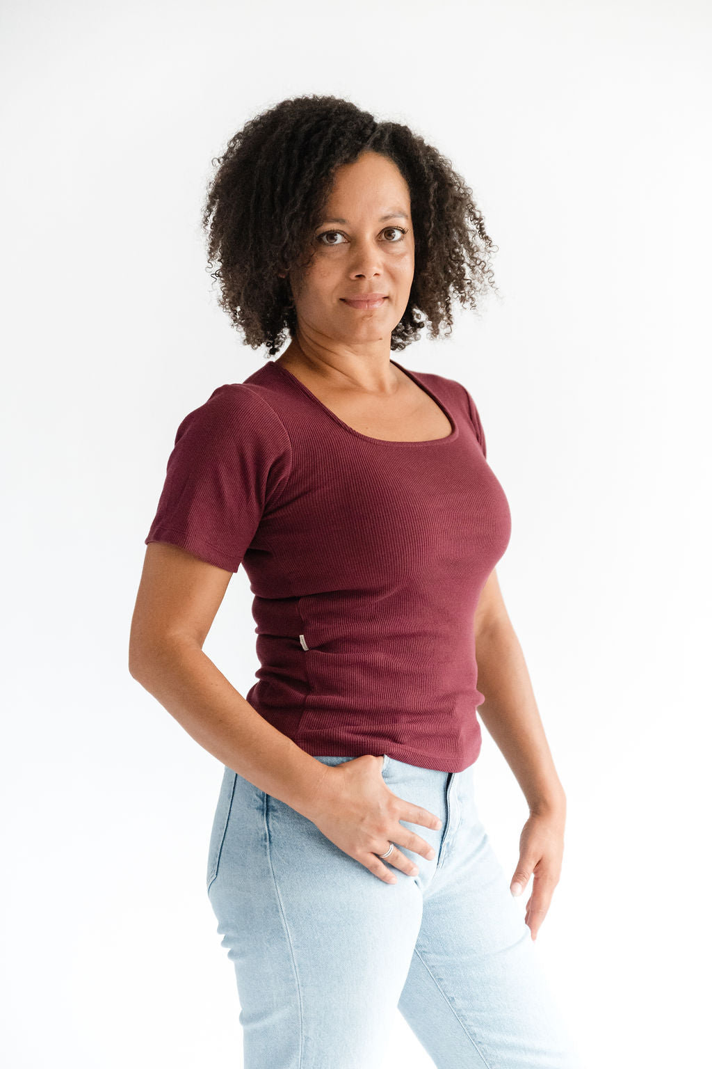 T-Shirt Rib U Ausschnitt