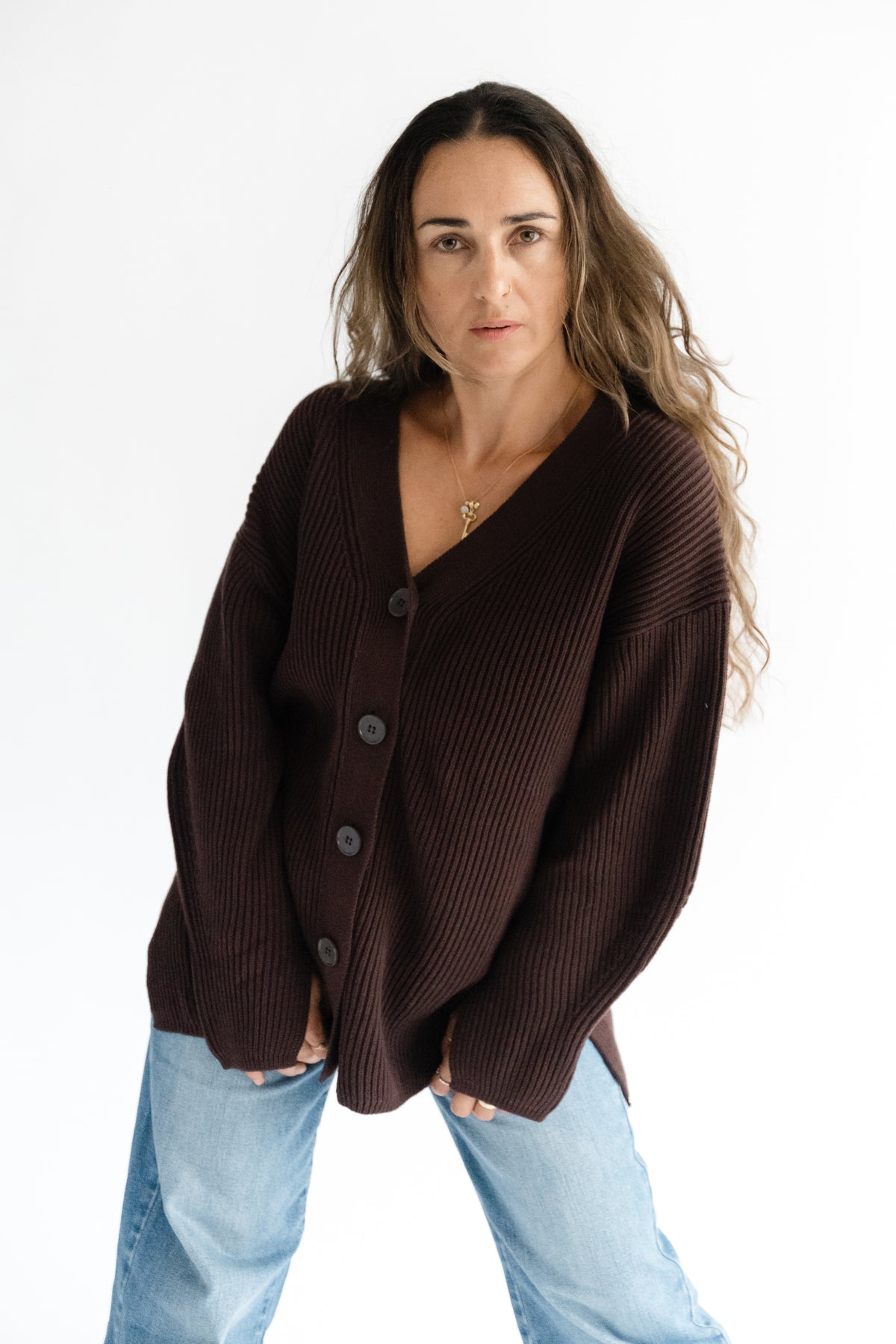 Strickjacke lang 100% Baumwolle
