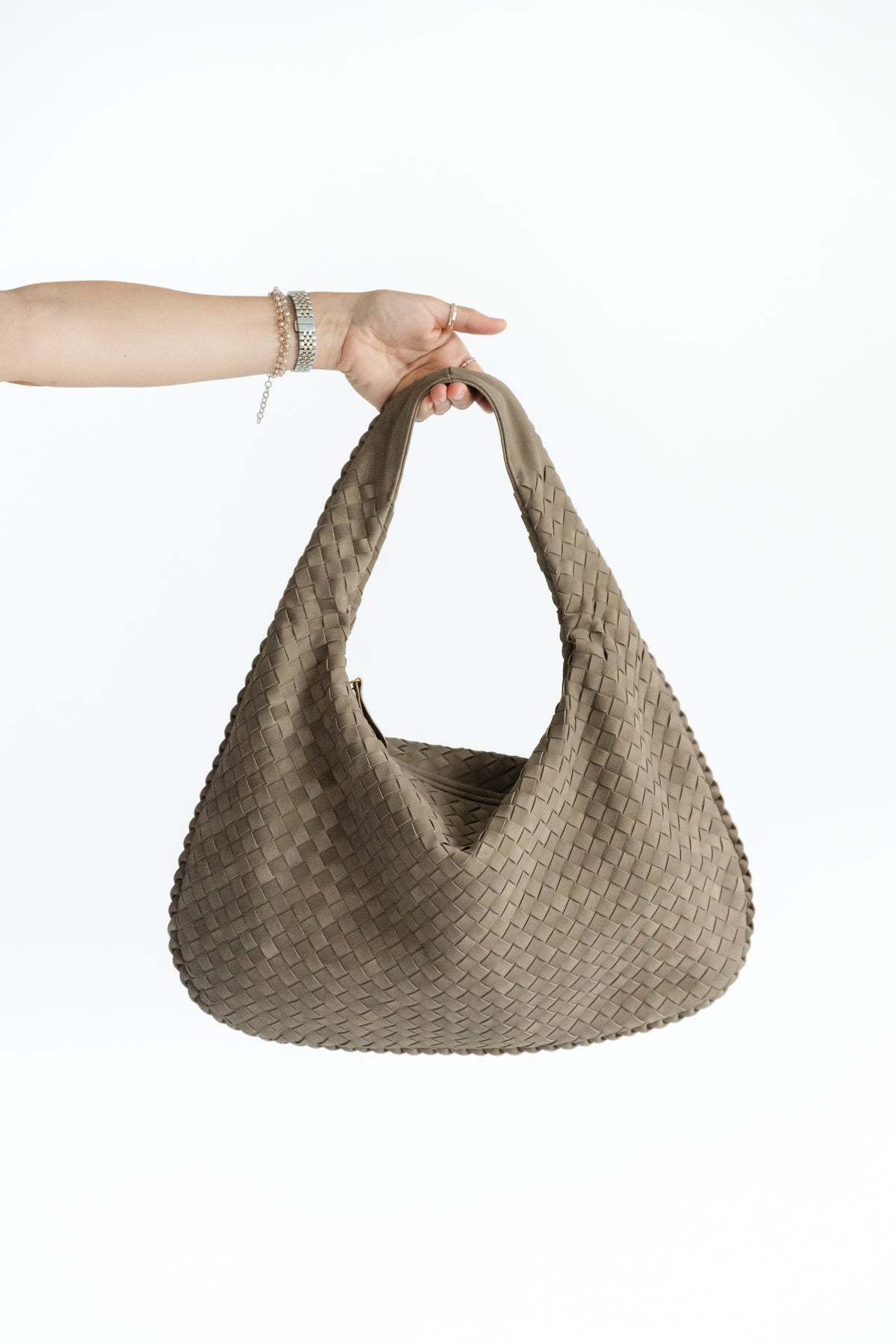 Tasche mit Flechtstruktur Wildlederoptik
