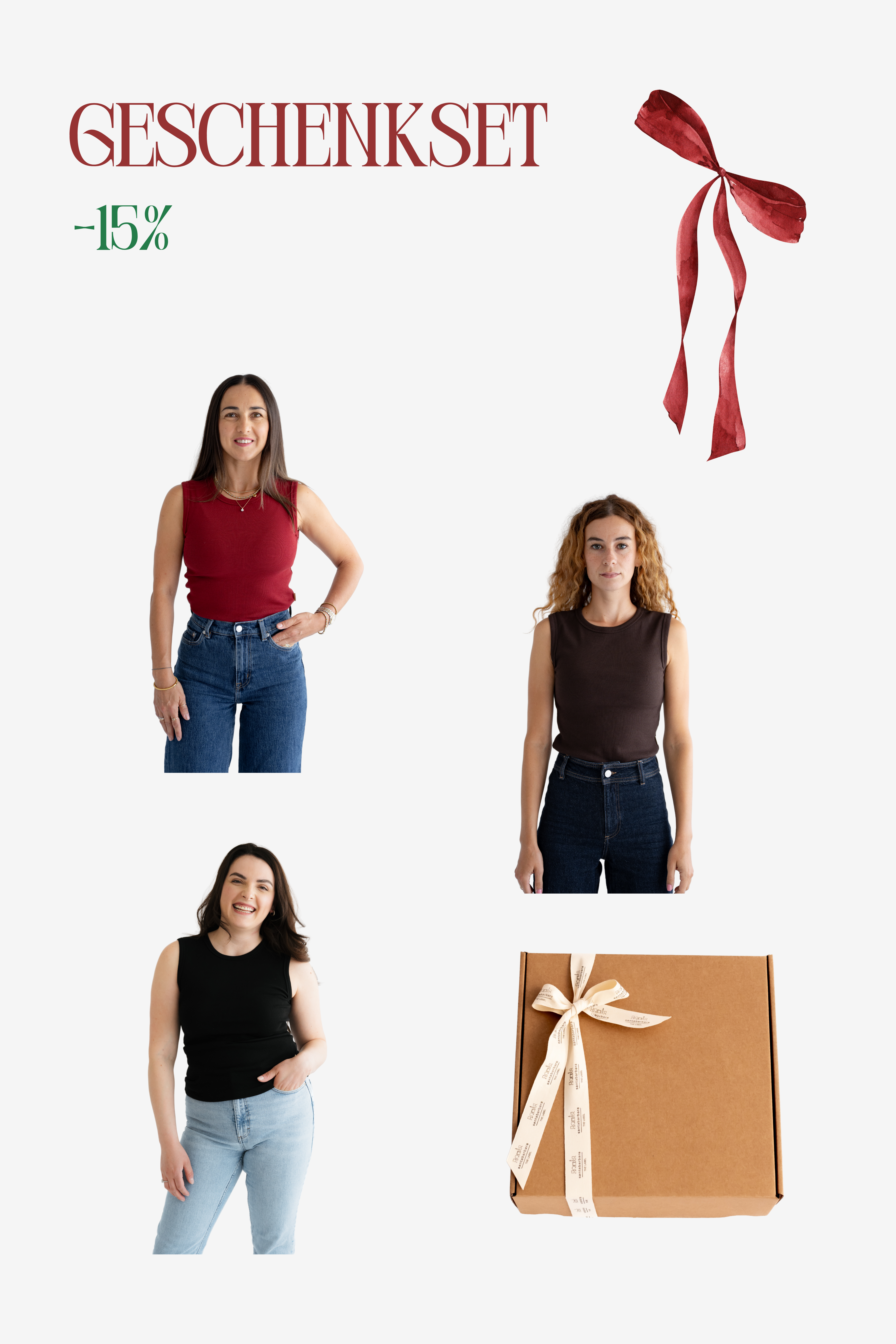 Geschenkebox 3er Set Basic Line Trägertop Ribb